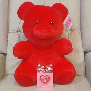 Red Gummy Bear Plush Stuffed Animal Valentine's Day toy With Included Lip Gloss